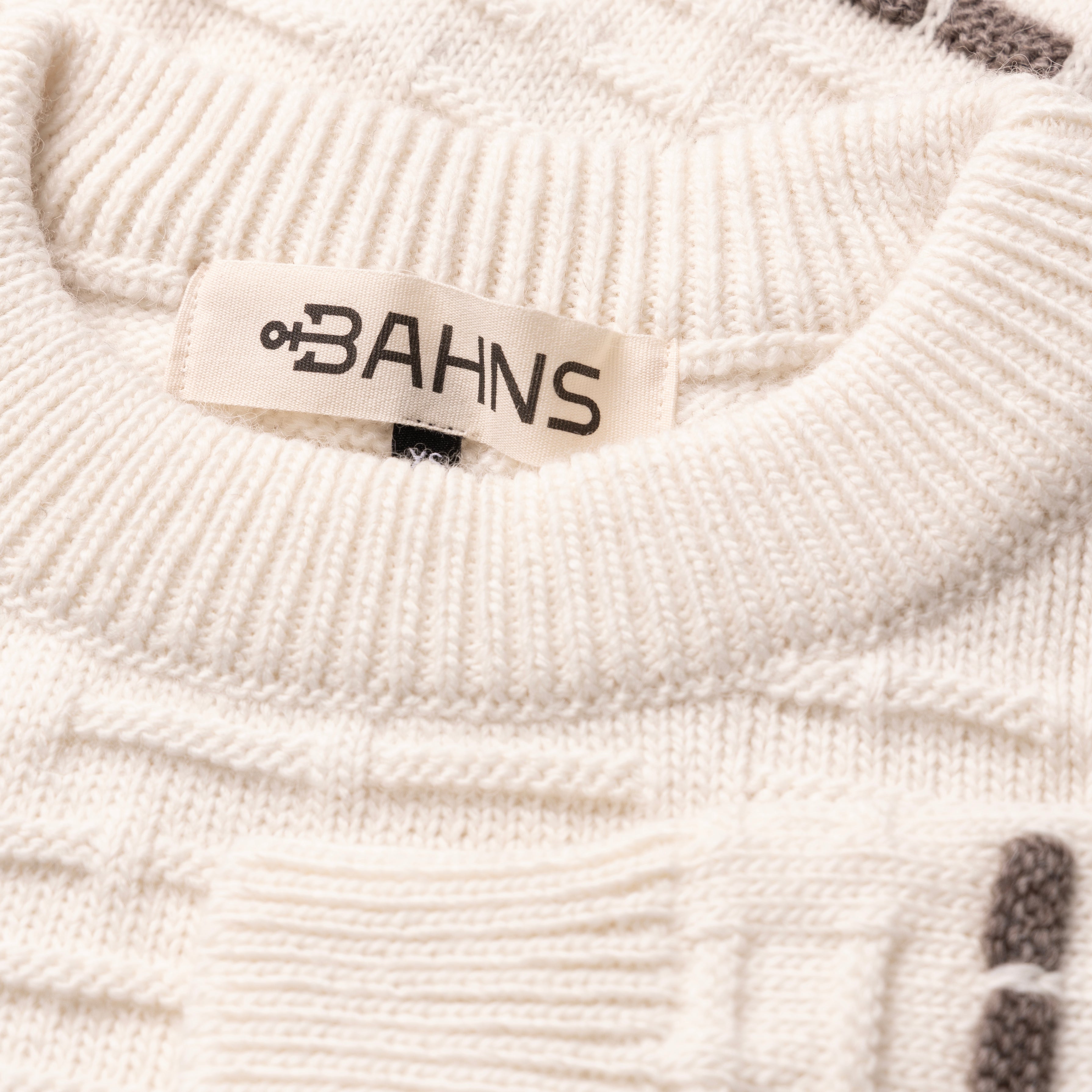white wool sweater from BAHNS with classic nautical pattern