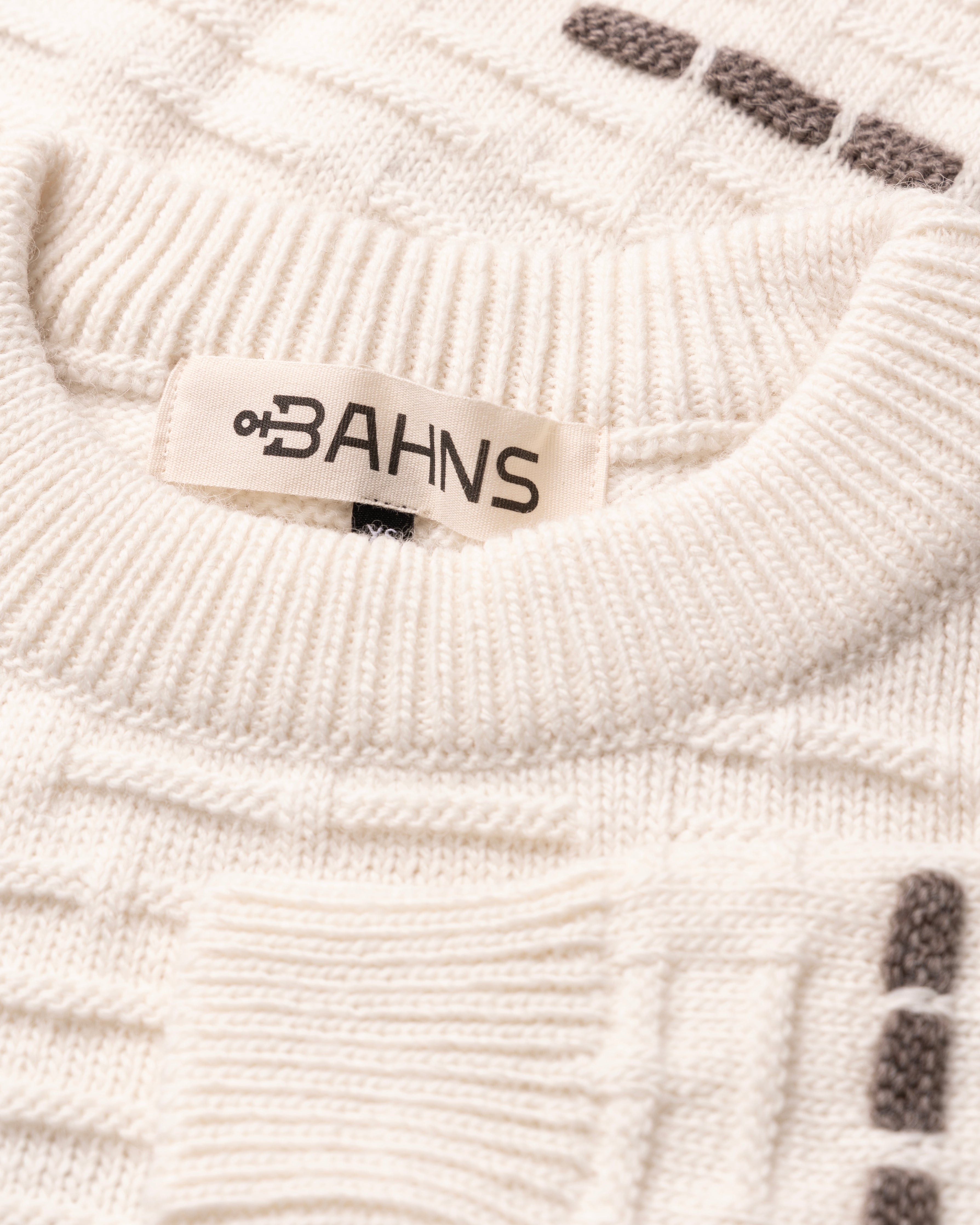 white wool sweater from BAHNS with classic nautical pattern